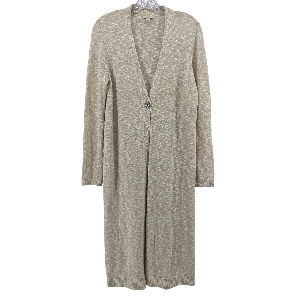 Pure Jill Longline Duster Cardigan Small Beige‎ Neutral Coastal Cotton Blend